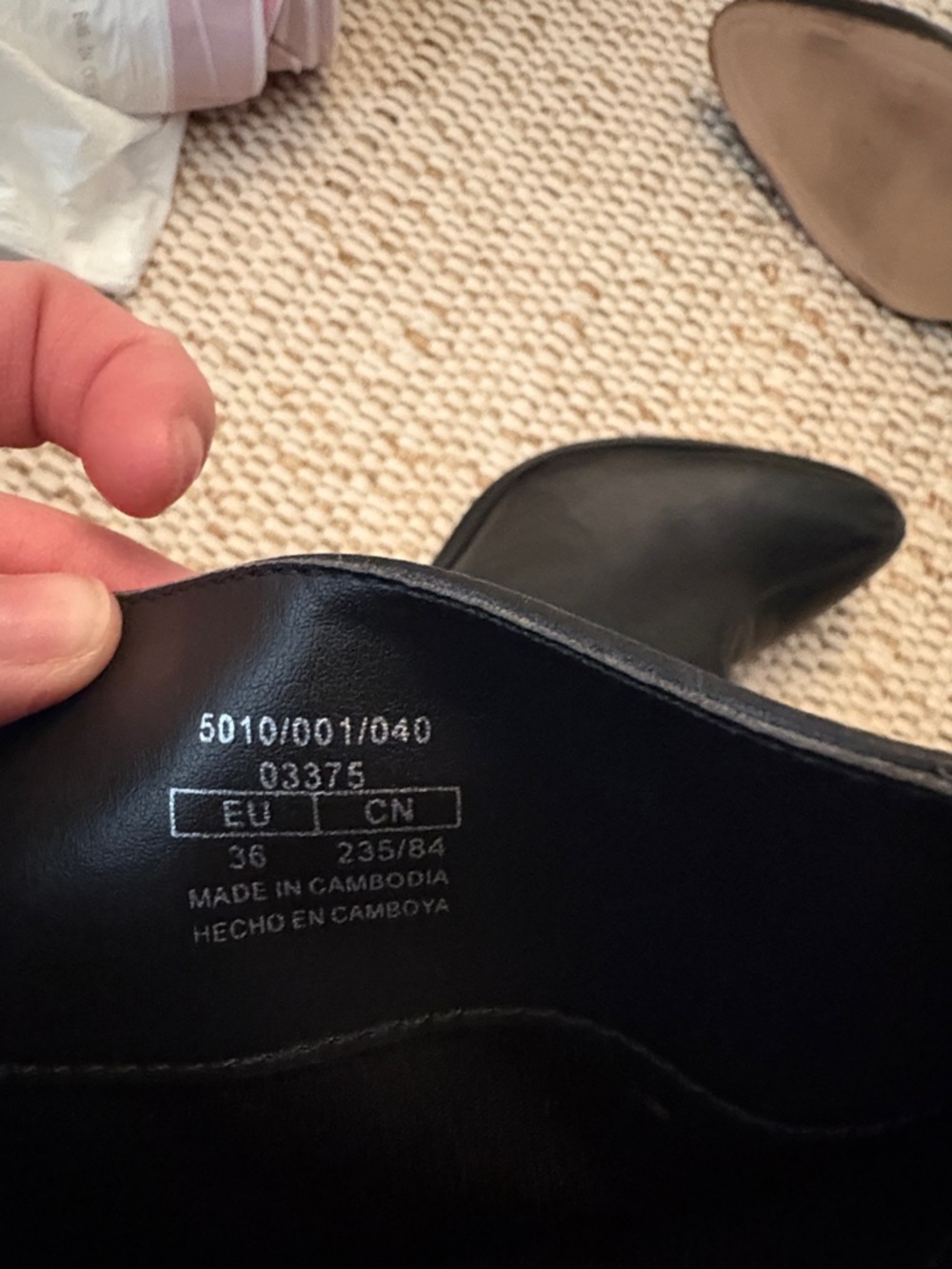 Zara Black Leather Knee-High Block Heel Boots - Picture 4 of 4